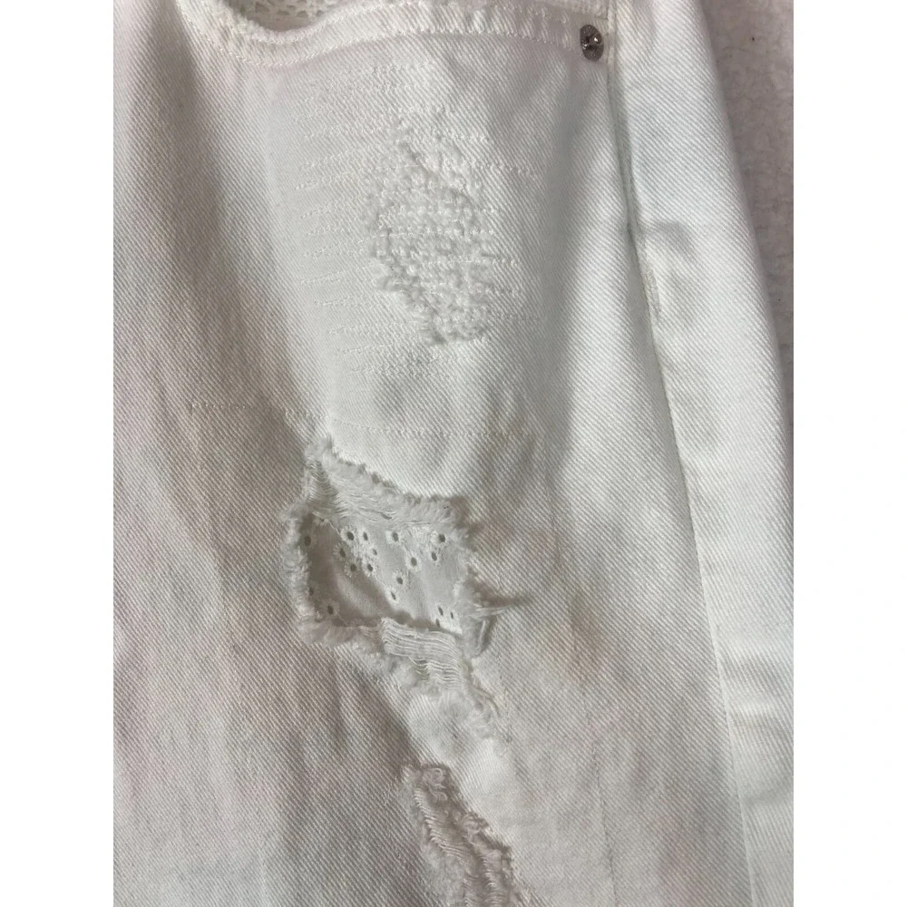Lauren Ralph Lauren Pants Womens 12P White Cropped Distressed Embroidered Eyelet